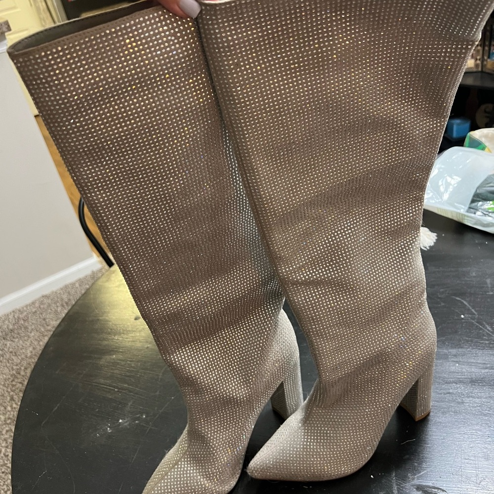 Elegant Silver Knee-High Boots